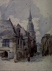 En gata i Dinan, Frankrike (ritning)